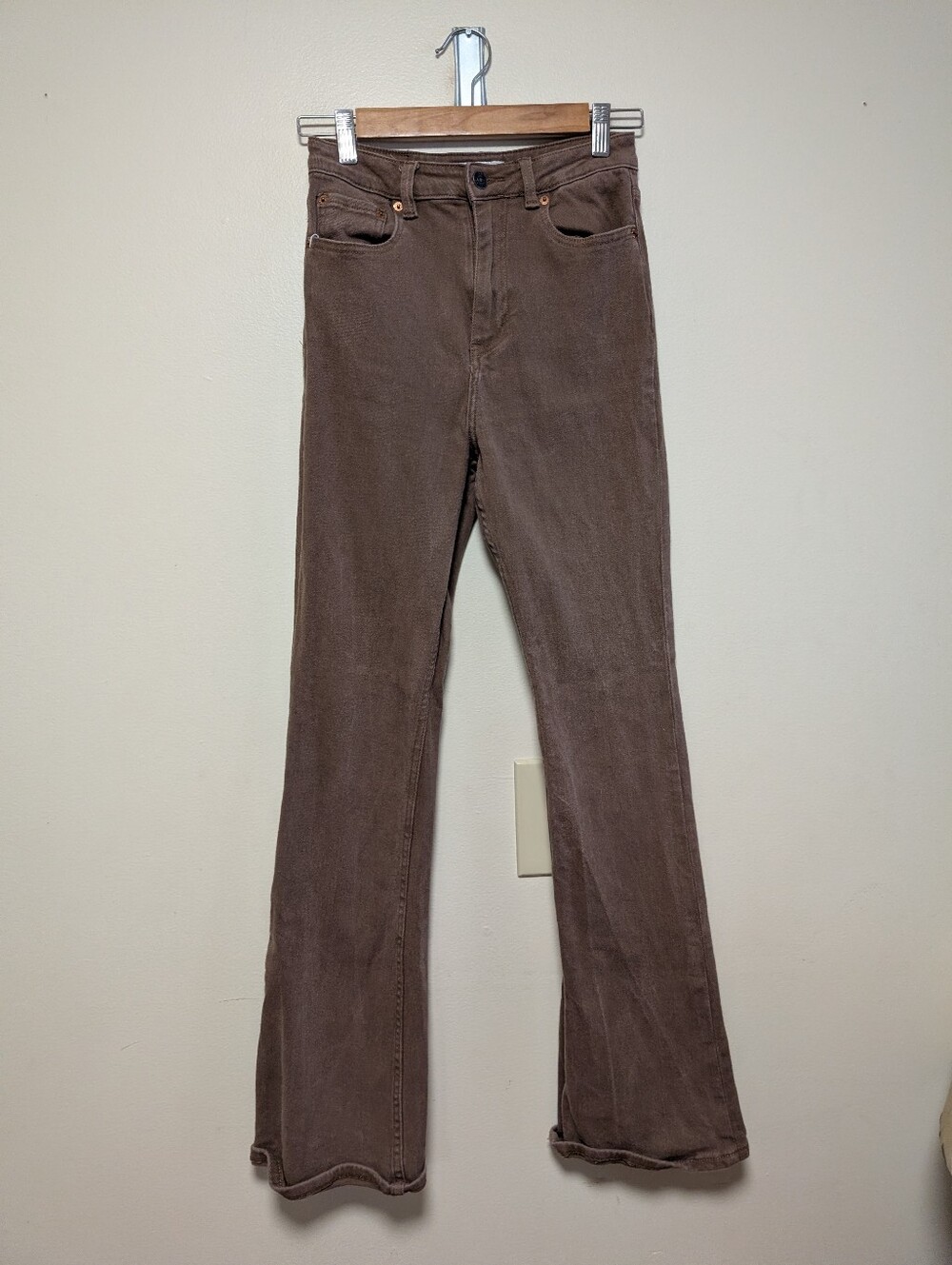Motel Denim Brown High Rise Flare Jeans Size Small Y2K 70s Style